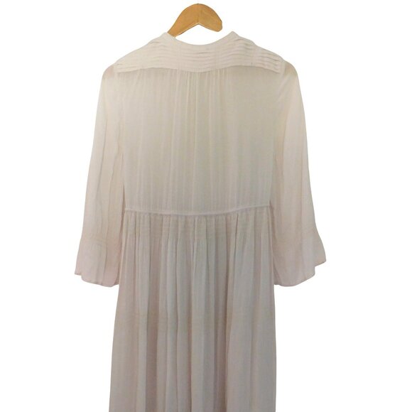 James Perse Blush Cream Midi Dress Size 2 (M) Tie Waist Tiered Viscose Bohemian - Picture 8 of 9